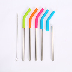創意硅膠小彎管 食品級不鏽鋼彩色硅膠彎吸嘴 飲料奶茶彎吸管批發