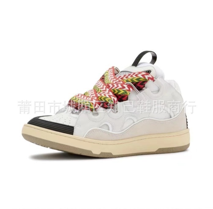 Putian Langfan hombres y mujeres costura de cuero con cordones CURB zapatos casuales deportivos zapatillas de deporte retro zapatos de papá nuevos transfronterizos