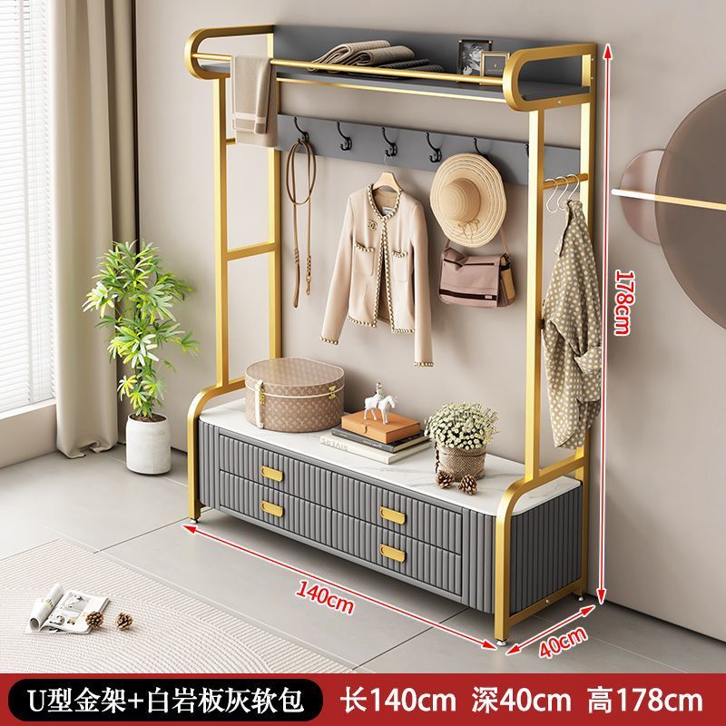 Dormitorio vertical percha de ropa bolsa suave percha de ropa casera de cuero real percha de ropa de piso percha de ropa gabinete de almacenamiento multifuncional image 19