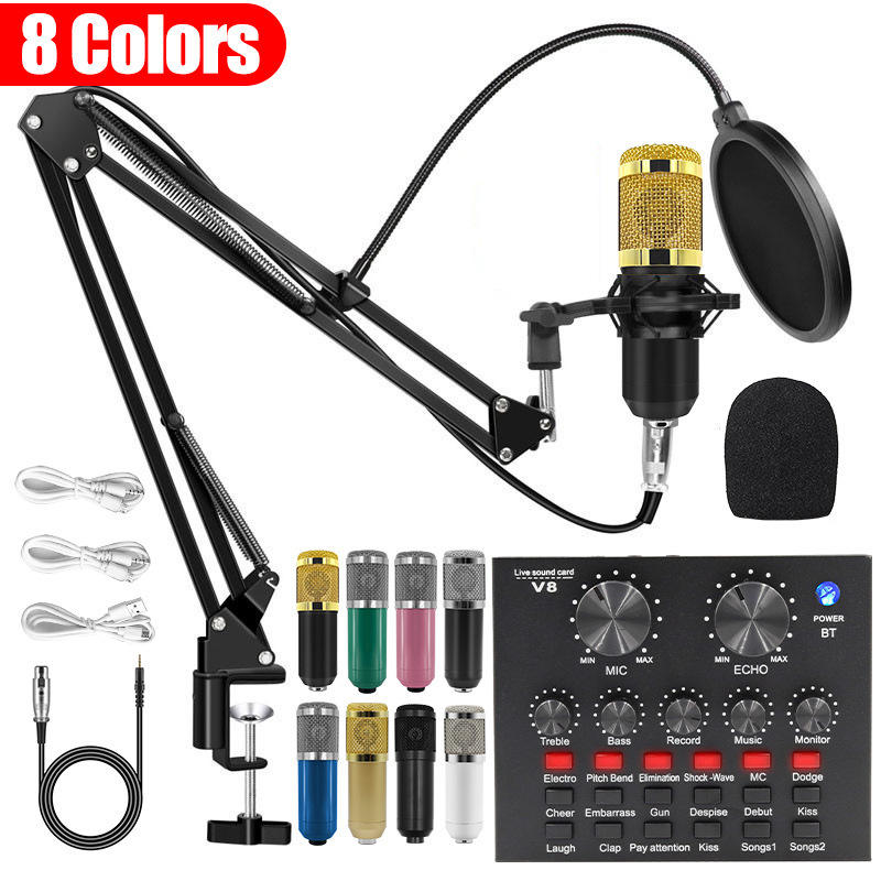 Cross-border condenser microphone microphone BM800 V8S mobile phone sound card anchor computer recording stand live broadcast full set