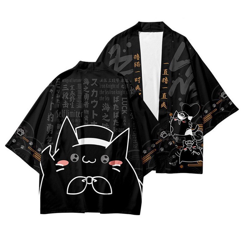 2024 National style ukiyo-e Japanese Harajuku kimono cloak feather woven robe cardigan two-dimensional Han clothing digital printing