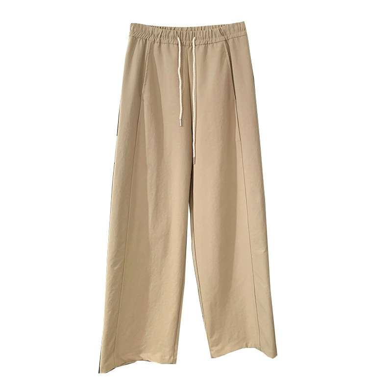 Comfortable autumn fitted casual trousers, American style, loose straight fit, drawstring, elastic waist