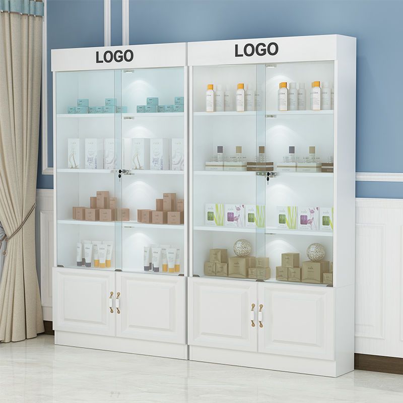 玻璃门玻璃层带锁展示柜化妆品美发店护肤品货架多层美甲店货柜
