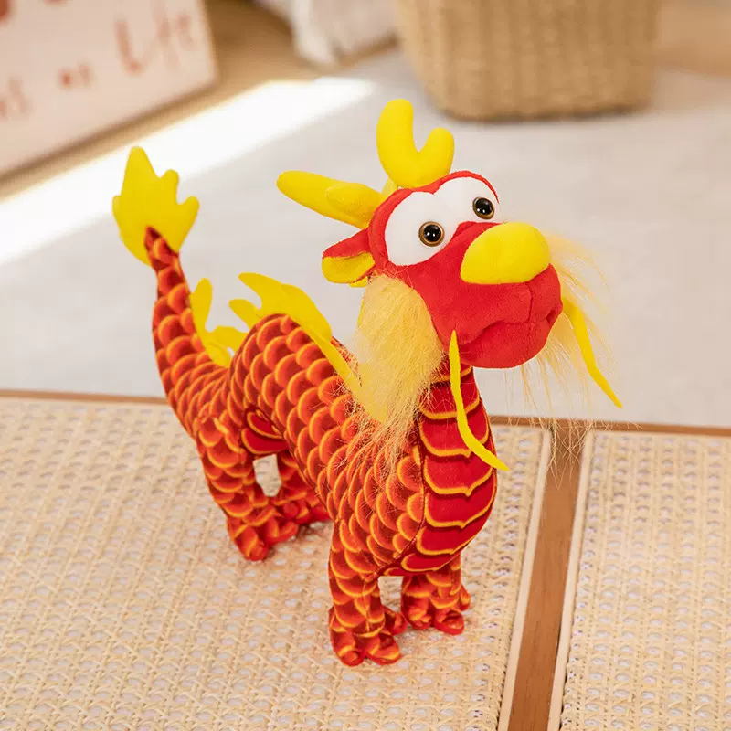 新款蹲蹲龙公仔生肖龙抱枕陪睡玩偶中国龙毛绒玩具吉祥物儿童玩具