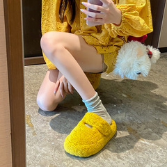 平底羊羔女生毛毛拖鞋外穿2025年新款加绒纯色一字带玛丽珍棉拖鞋