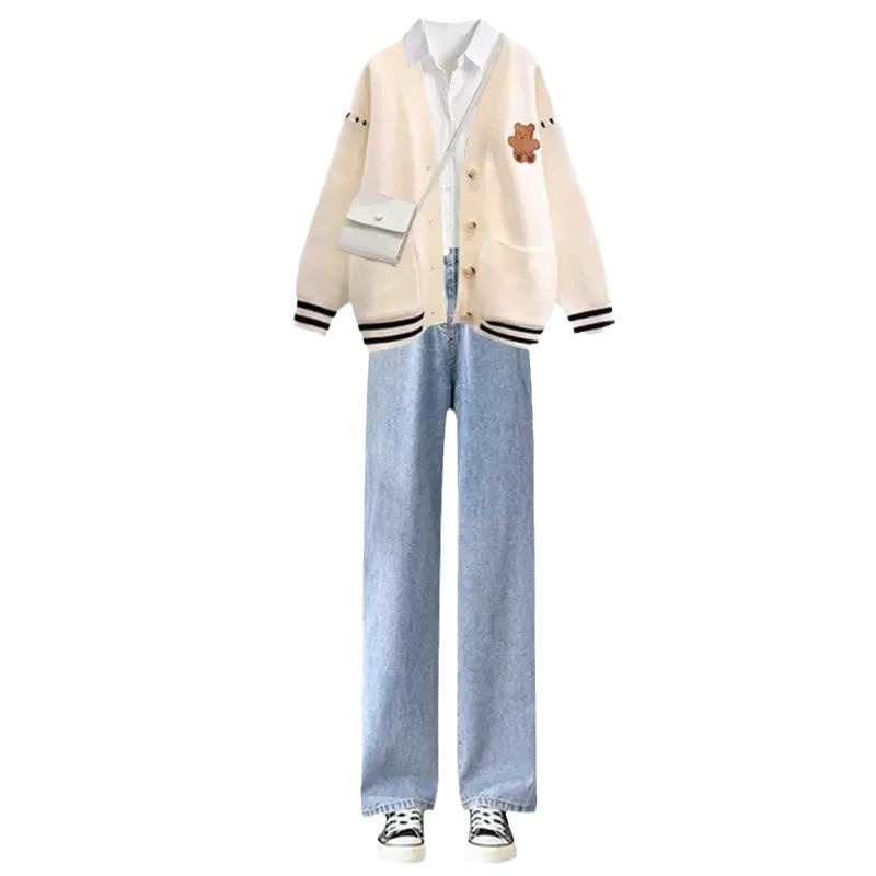 Oso perezoso suéter cardigan mujeres otoño estilo universitario nicho con cuello en V suéter estilo japonés suave glutinoso más tamaño abrigo grueso image 7