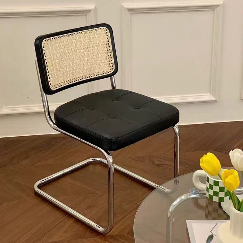 Light Luxury Medieval Imitation Rattan Chair Home Dining Chair Internet Celebrity Style Backrest Solid Wood Dining Chair Medieval Style Coffee Leisure Chair