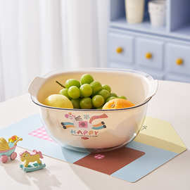 【马上有钱】可爱双层沥水篮加厚厨房家用洗水果神器蔬菜盆水果盘