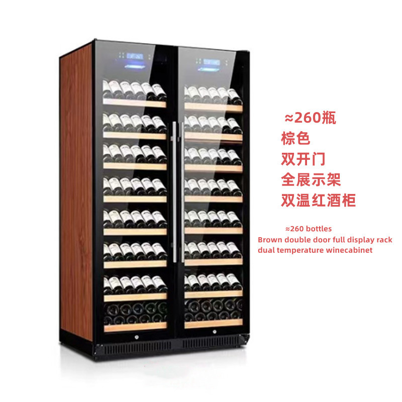 Pejer gabinete de vino de temperatura constante gabinete de exhibición de vino de doble puerta gabinete de vino refrigerado de bebidas de oficina comercial con cerradura