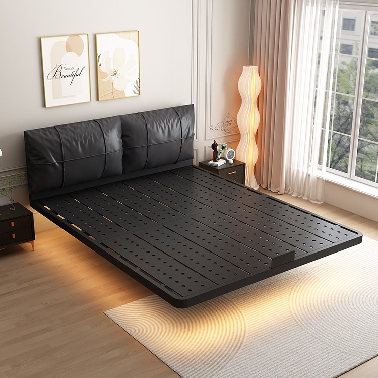 Soft-Packed Wrought Iron Suspended Bed, Simple and Modern Household Single and Double Beds, Thickeneded Bedside Bed Frame, Row Frame Steel Frame Bed