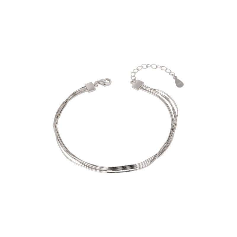 925 plata esterlina multi-capa serpiente hueso cadena pulsera para las mujeres verano nuevo simple temperamento nicho ins frío estilo novia pulsera