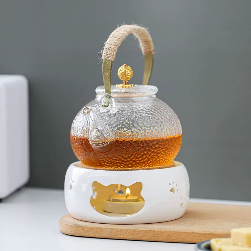 Чайная плита с подогревом фруктов, чайник с основанием в виде кошачьей лапки, ресторанный стеклянный чайник для заваривания цветочного чая, домашняя изоляция, керамическая, для отеля