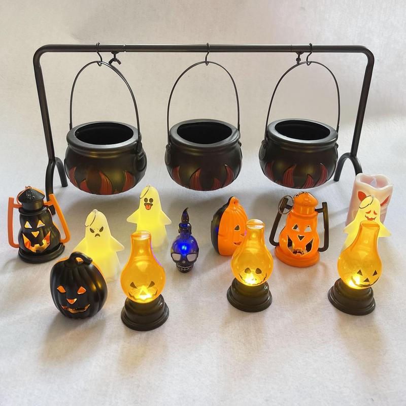 ハロウィーン巫婆桶魔女桶装飾パーティー食器桶キャンディー桶カボチャ缶スタンド鉄棚セット|undefined
