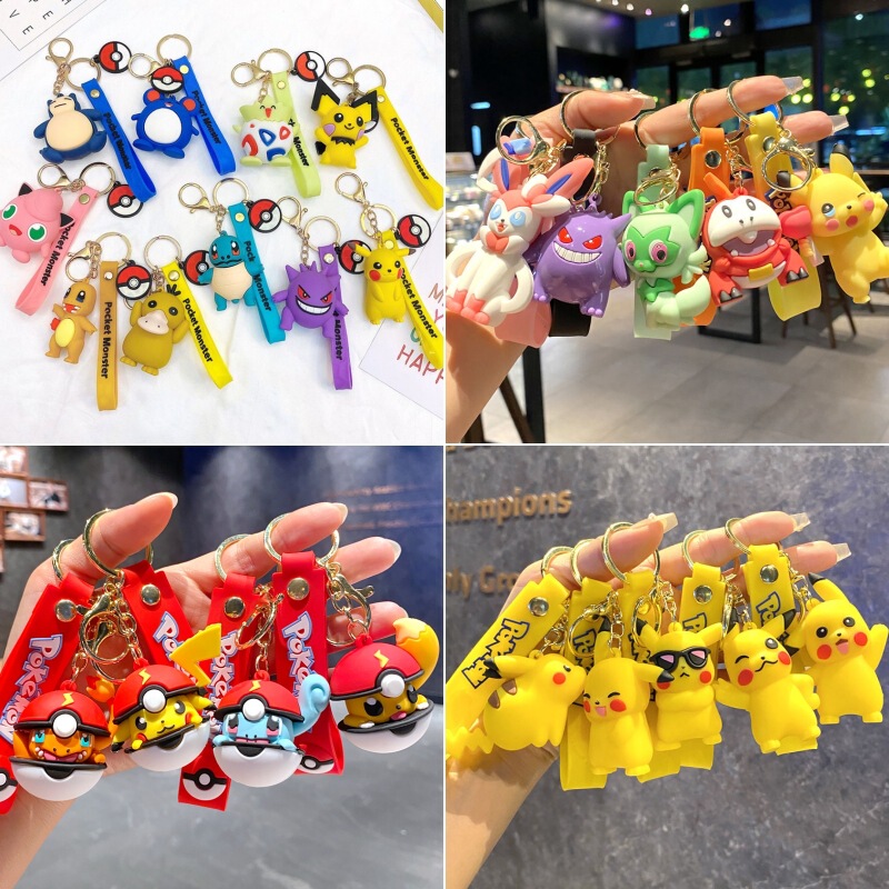 Factory Pokémon Pikachu Keychain Cartoon Cute Doll Car Key Chain Bag Pendant Small Gift