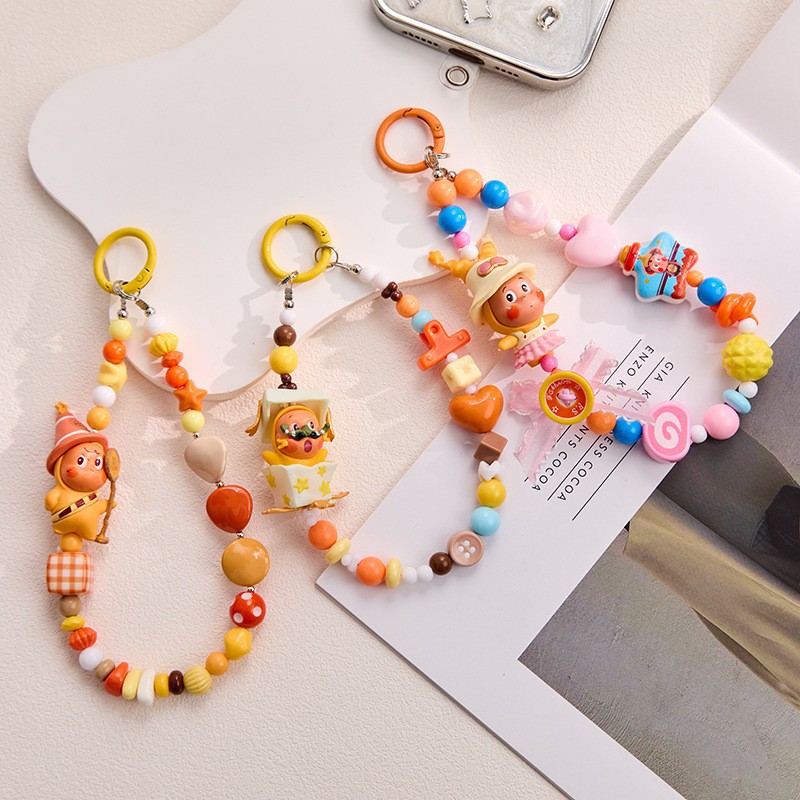 Star People Colorful Phone Chain Doll Keychain Dopamine Beads DIY Backpack Pendant New Style