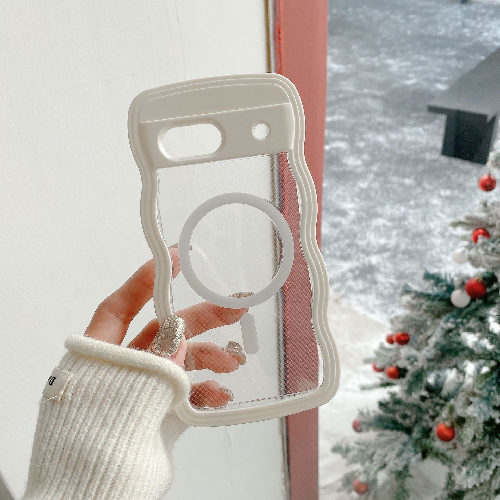 Magnetic Wave Pattern Transparent Case For Google Pixel 9 9 Pro_voghion.com