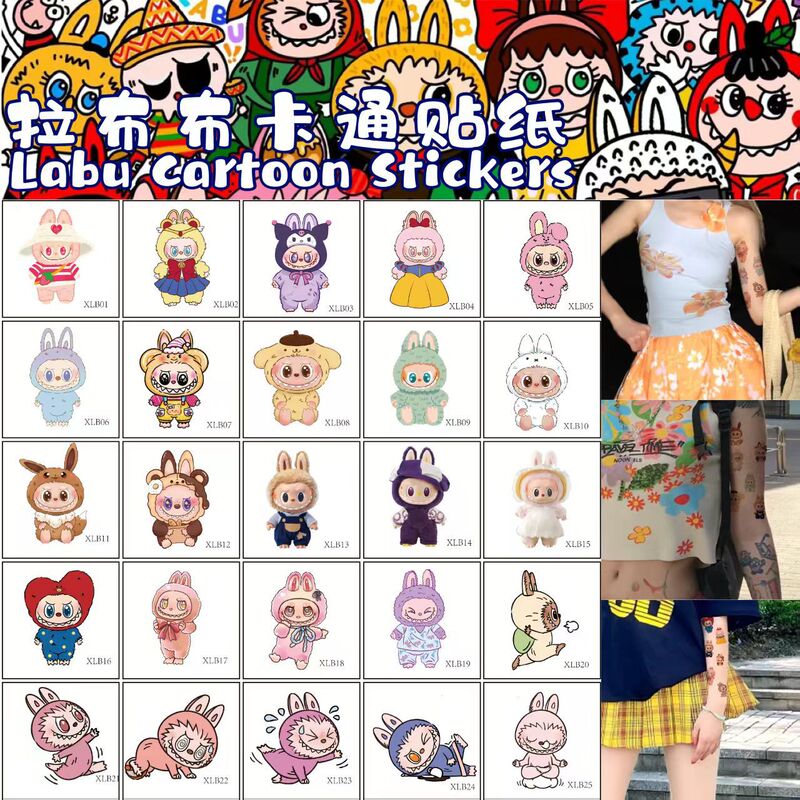 Labubu Tattoo Stickers in Stock Cartoon Tattoo Stickers Disposable Birthday Party Labubu Cute Tattoo Stickers Customization Labubu Tattoo Stickers in Stock Cartoon Tattoo Stickers Disposable Birthday Party Labubu Cute Tattoo Stickers Customization