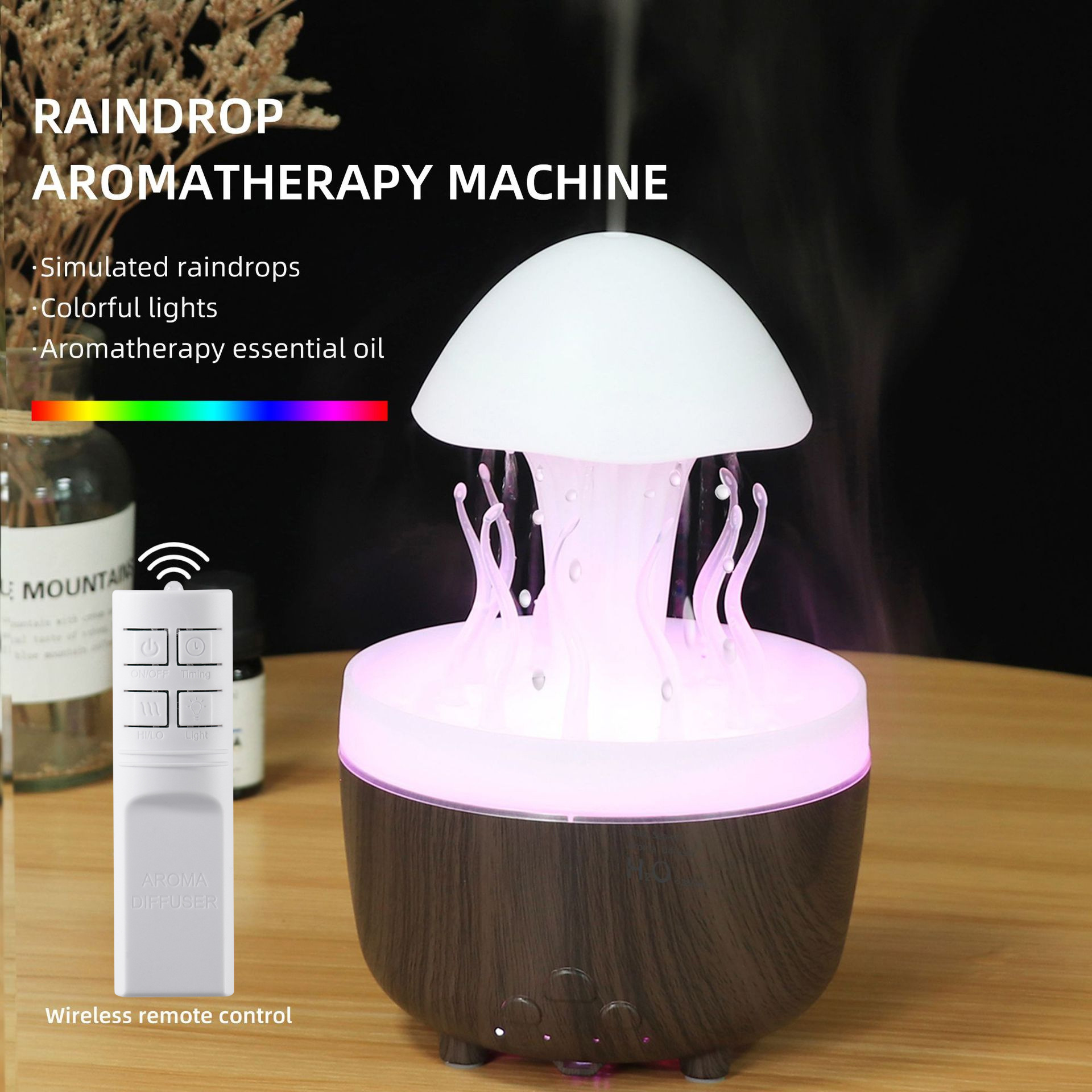 Humidificador de lluvia de medusas transfronterizas luces de colores atomización ultrasónica gotas de lluvia humidificación nube lluvia aceite esencial fabricante de máquinas de aromaterapia image 7