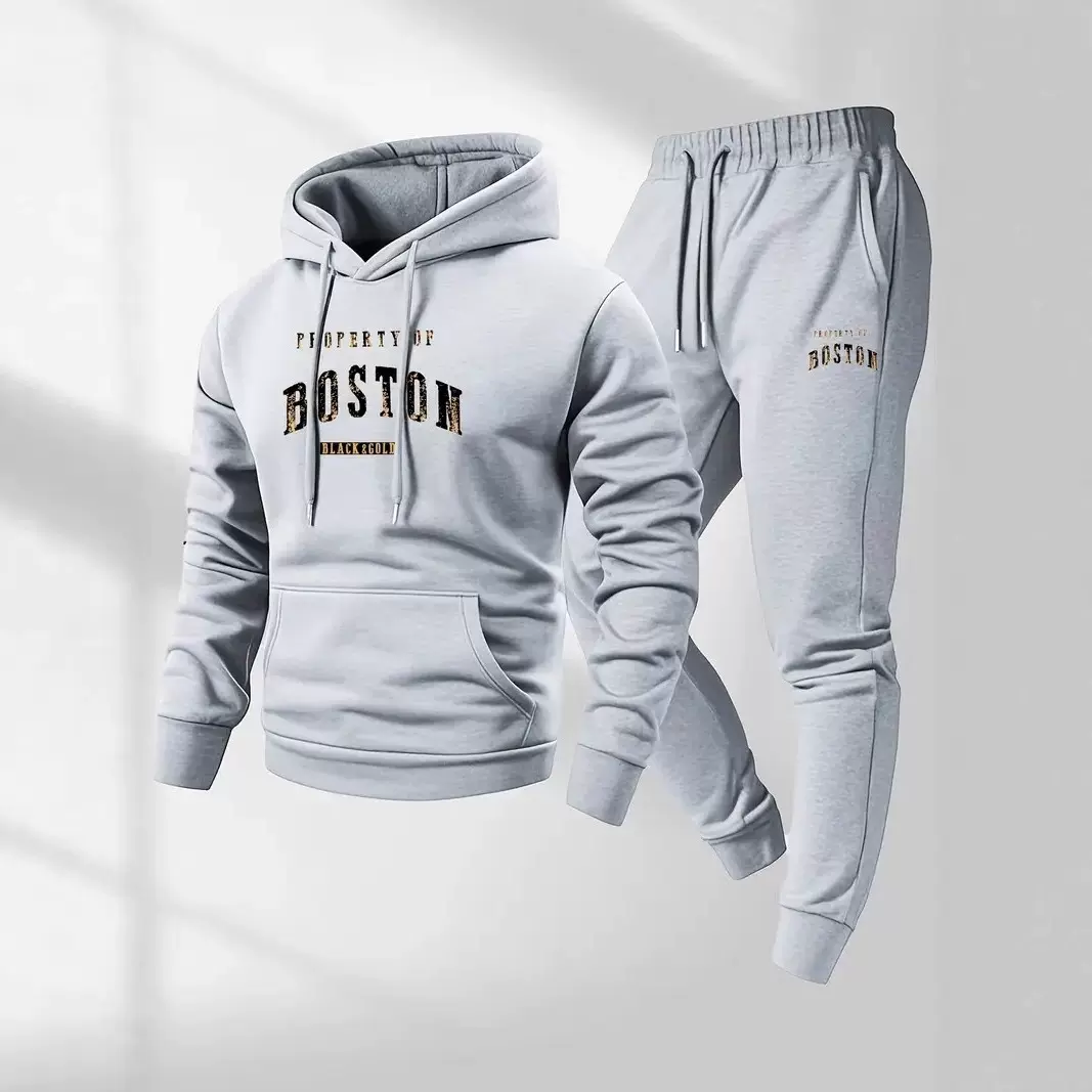 2025跨境亚马逊欧美男士连帽卫衣套装秋冬新款男女时尚运动服套装