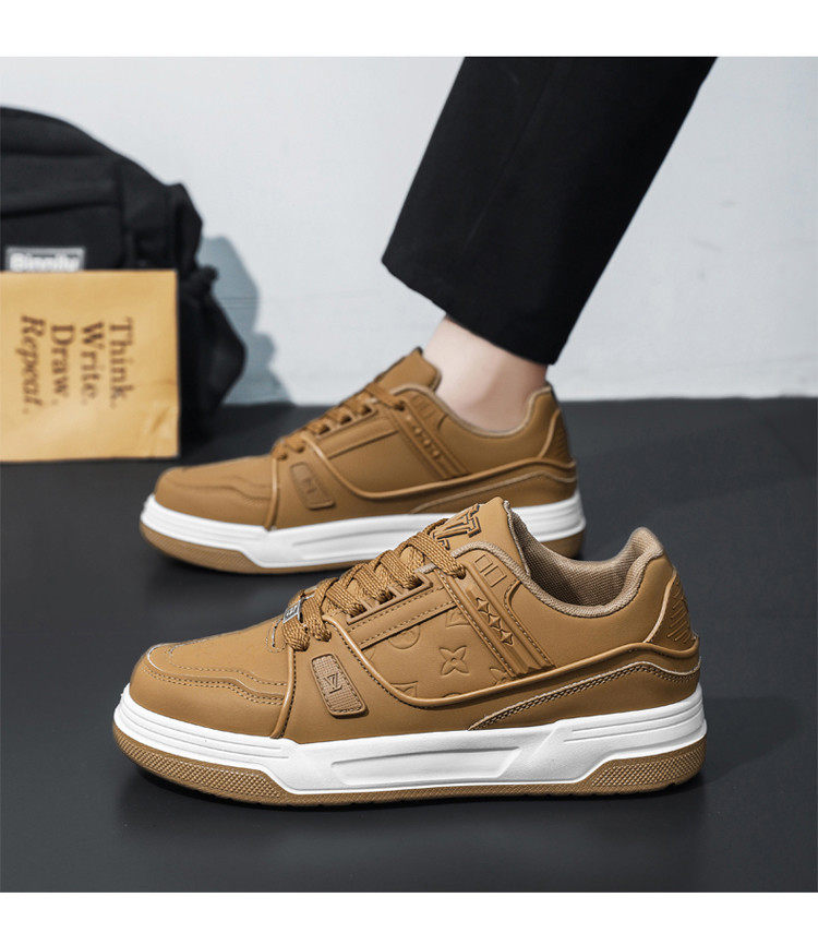 Giày sneaker nam cổ thấp đế dày phối màu, giày thể thao casual dây buộc — G8212 màu trắng, G8212 màu vàng lúa mì, G8212 trắng đen chi tiết 15