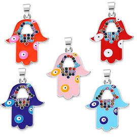 银色手掌滴油波西米亚中东邪眼项链吊坠diy镶钻恶魔之眼合金配件