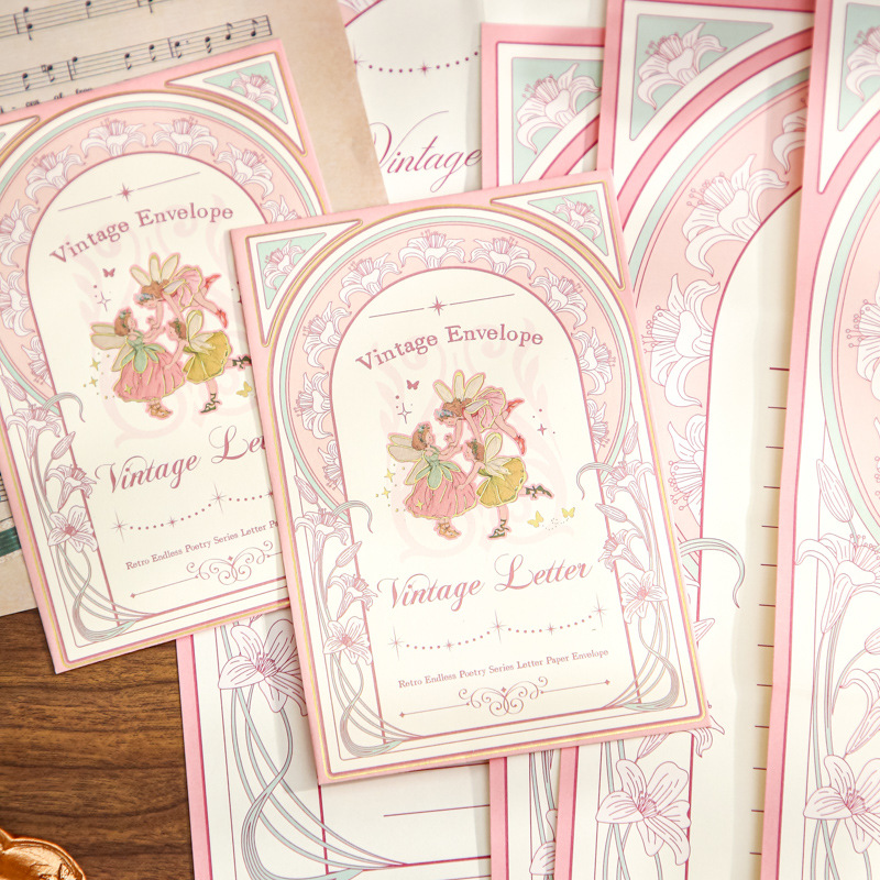 Cartas de papel de primera vida juego de sobres de papel retro serie de poemas sin fin original literatura y arte de alta calidad papel de carta cubierta de sobre