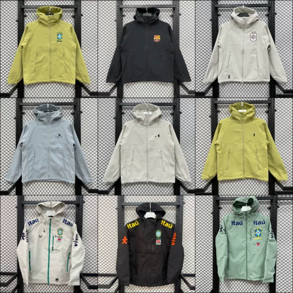 2026 Autumn and Winter Football Hooded Jacket for Men and Women, Fashionable Casual Sports Versatile High-Quality Windbreaker, Cross-Border In-Stock