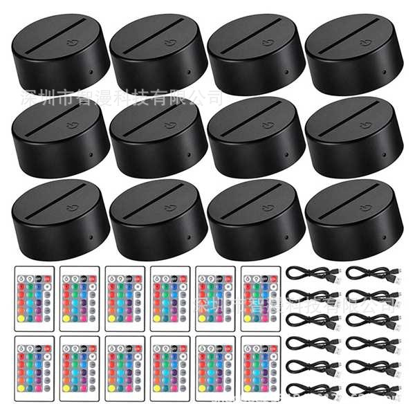 Transfronterizo nuevo exótico 3D luz de la noche titular USB Toque control Remoto colorido luz de la noche lámpara de mesa de acrílico combinación base