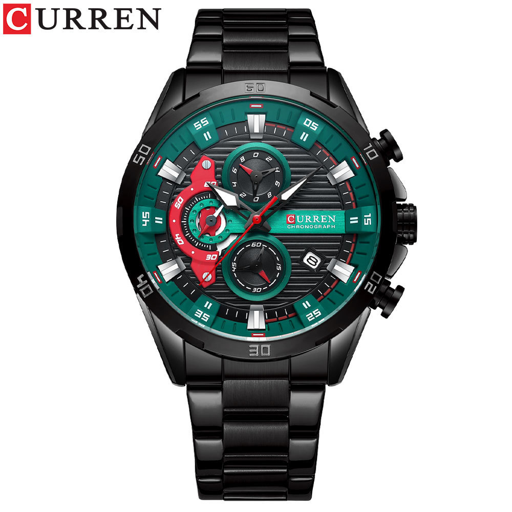 Curren 8402 reloj de los hombres reloj calendario reloj de seis pines correa de acero reloj de cuarzo reloj de los hombres de negocios