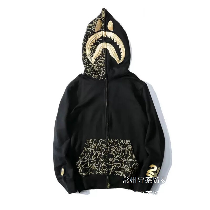 New Bape Autumn and Winter 3D Printed Cross-Border European and American Trendy Brand Shark Bape Camouflage Unisex Zipper Wholesale