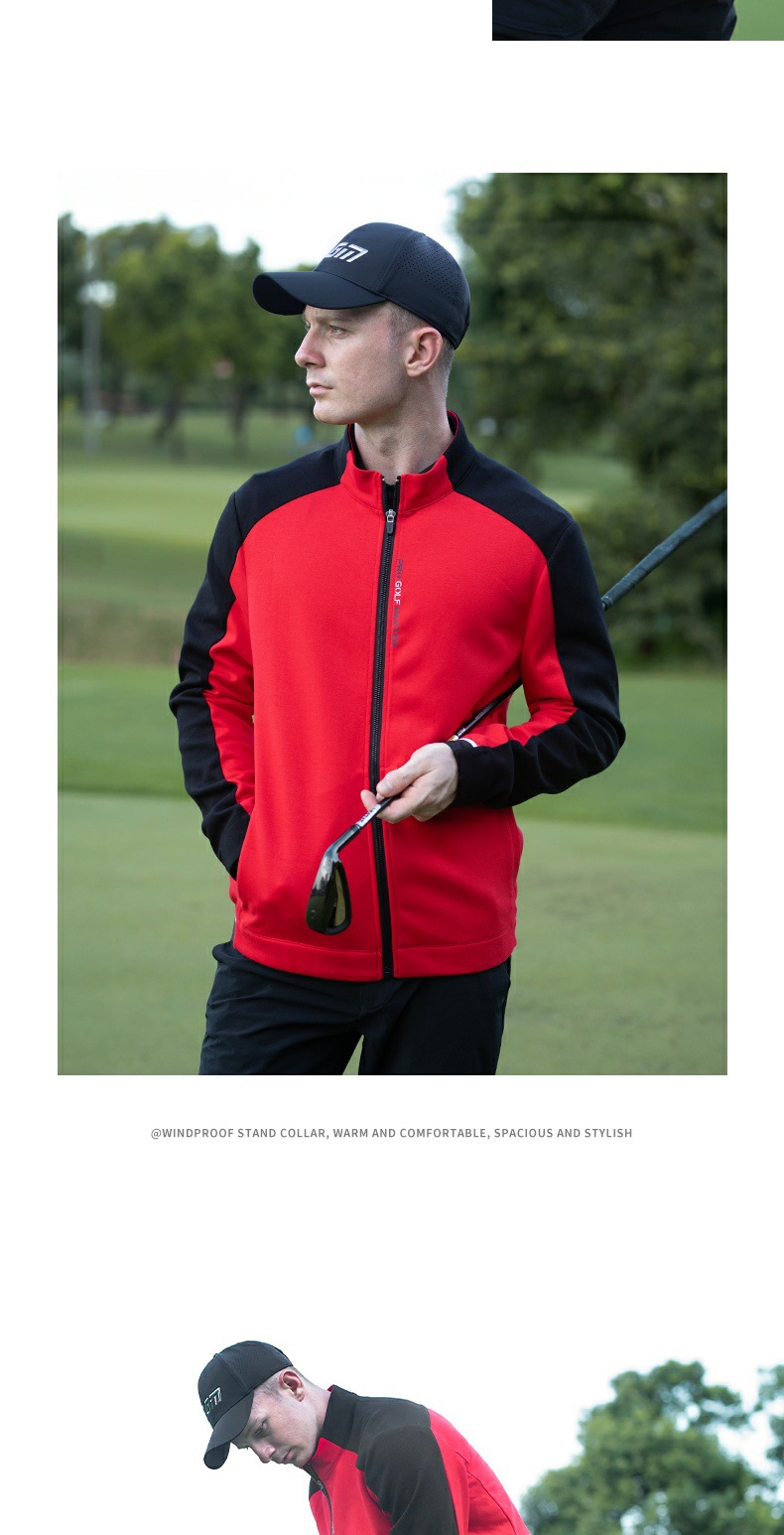 Áo khoác golf nam cổ đứng vải dệt kim thể thao ấm áp phối màu — YF726-áo khoác trắng [cổ đứng ấm áp/vải thể thao dệt kim], YF726-Áo khoác đen [cổ đứng ấm áp/vải thể thao dệt kim], YF726-áo khoác đỏ [cổ đứng ấm áp/vải thể thao dệt kim] chi tiết 15