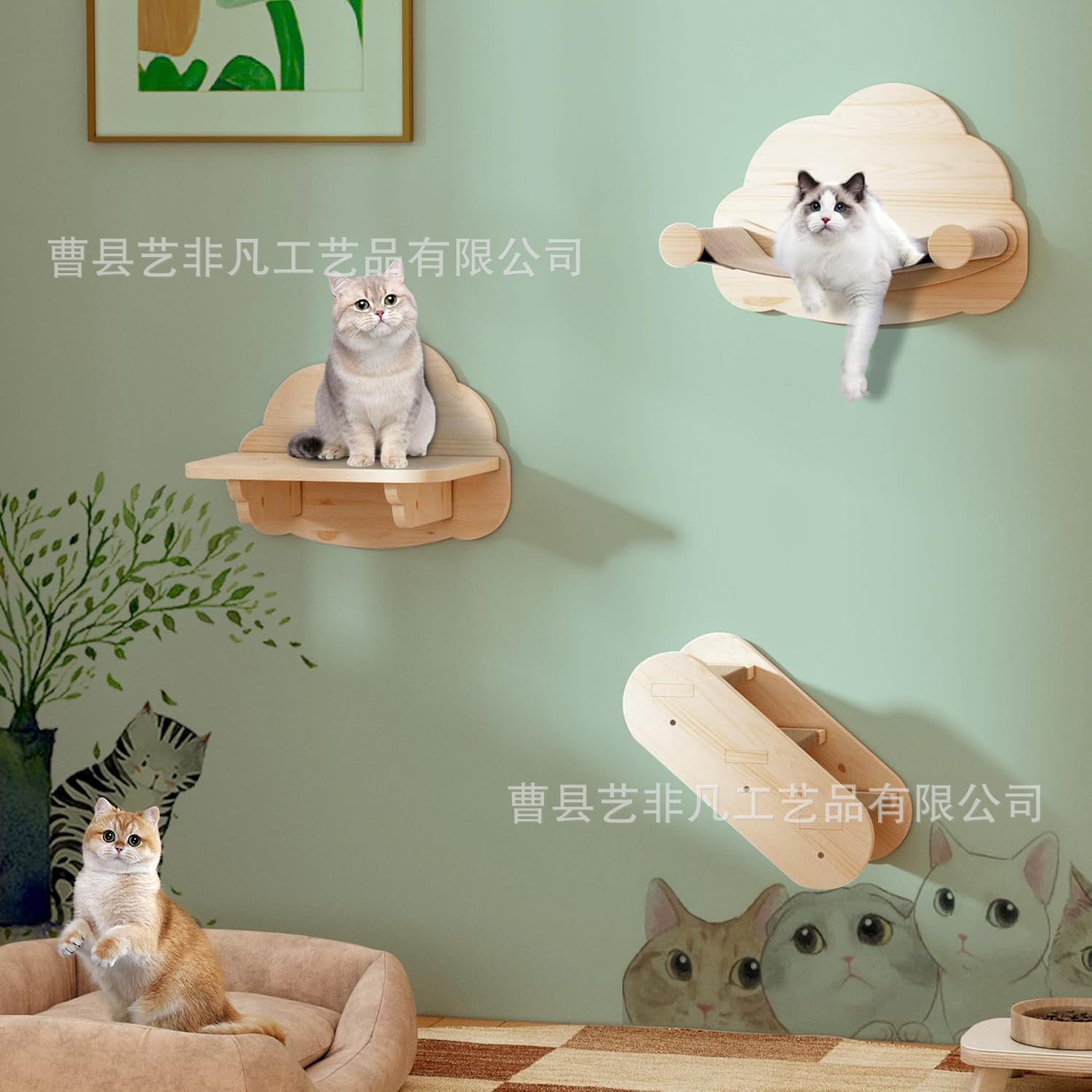 새로운 교수형 다층 고양이 등반 랙 나무 고양이 등반 사다리 고양이 둥지 고양이 점프 플랫폼 나무 계단 고양이 장난감 고양이 등반 랙