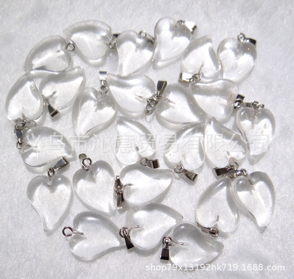 Venta caliente en forma de corazón colgante natural cristal Rosa ágata piedra torcida corazón colgante melocotón corazón collar accesorios Diy