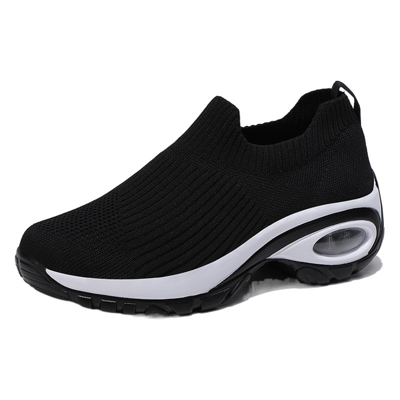 Zapatos casuales, zapatos deportivos de suela gruesa para otoño, zapatos de mujer, zapatos cómodos de punto transpirable sin cordones, zapatos de suela flexible para mujer