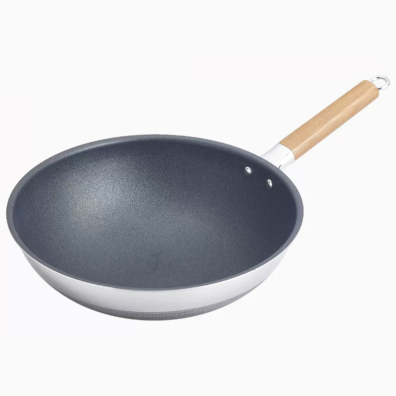 凹面电磁炉上用的锅麦饭石不粘锅专用商用锅炒菜锅不锈钢锅圆底锅|undefined