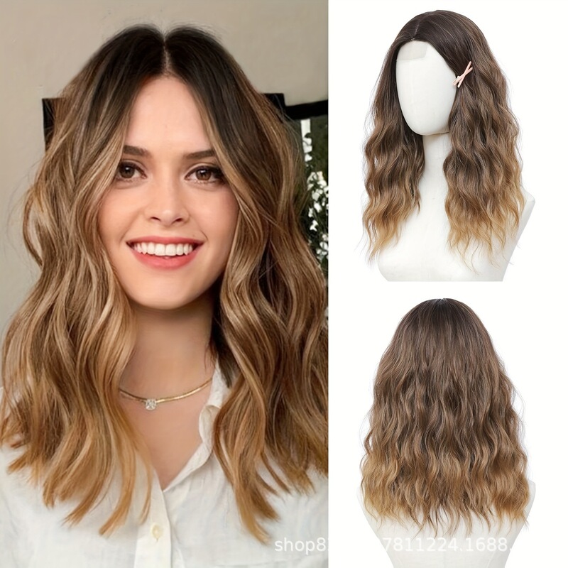 Cross-border foreign trade European and American women's wavy middle-part lace wool curly short wig Cross-border foreign trade European and American women's wavy middle-part lace wool curly short wig