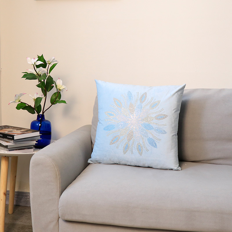 Moderno semplice colore olandese velluto strass fiore federa decorazione della casa modello camera divano cuscino fodera all'ingrosso_voghion.com