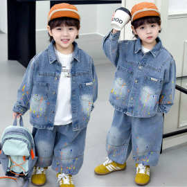 儿童春装牛仔套装韩版帅气2026春秋季新款男童外套两件套时尚衣服