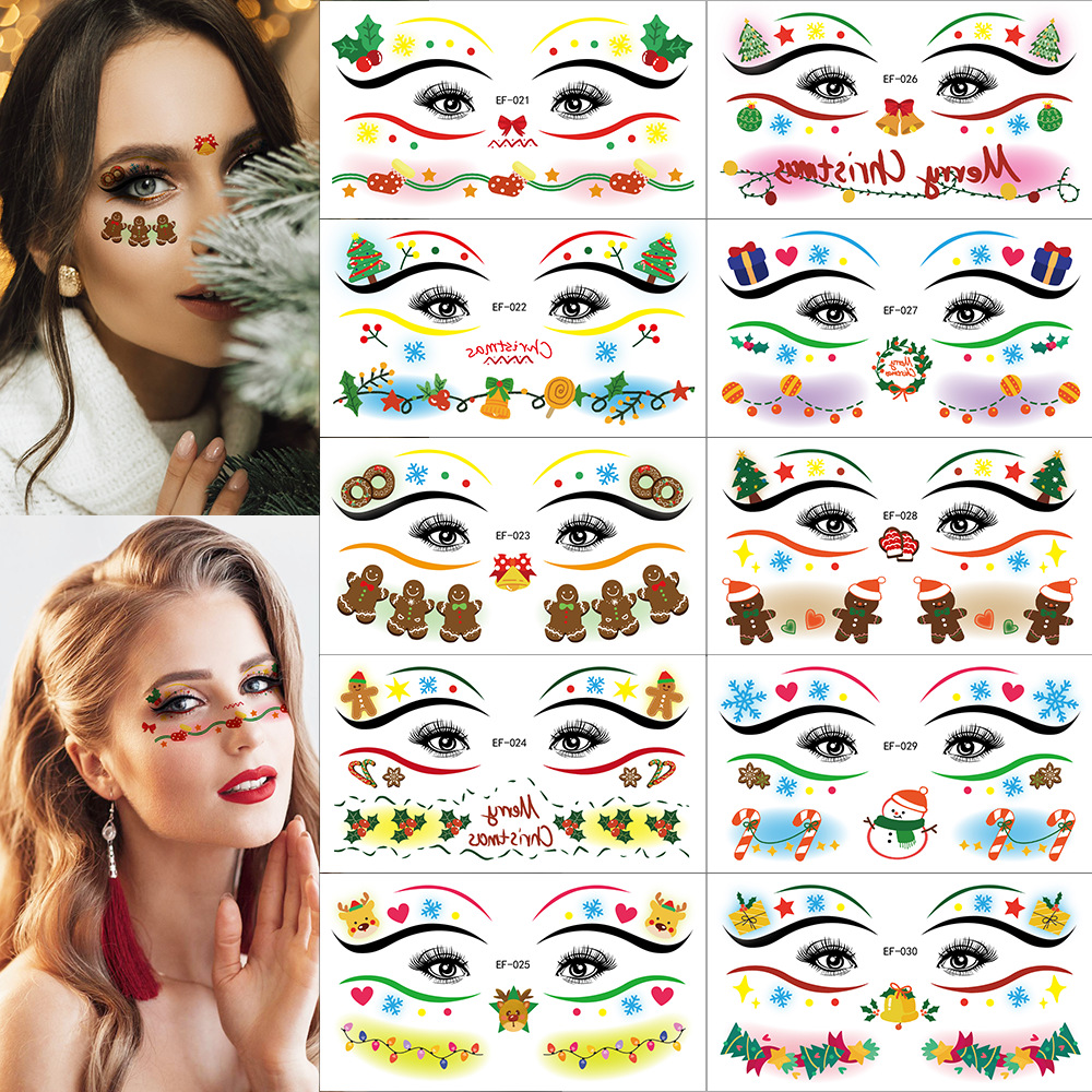 Tatuajes Temporales Faciales para Navidad para Fiesta y Celebración Festiva