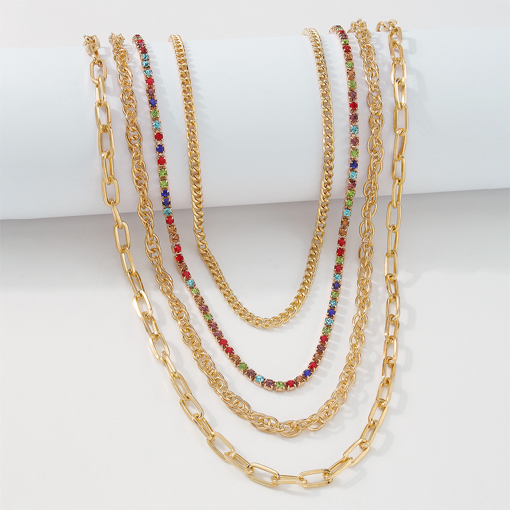 Hip-hop Punk Style Diamond Necklace Hollow Retro Multilayer Alloy Necklace Wholesale display picture 6