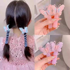 子供の新型の蝶の電話線の髪輪の高弾力は髪のひもを傷つけません。