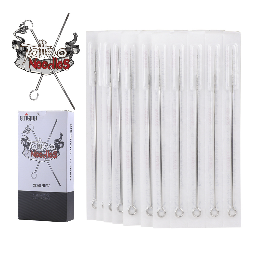 Agujas para tatuajes de dragón bordado, paquete desechable de 50 unidades, agujas largas para tatuajes, agujas para líneas, agujas para sombreado, agujas tradicionales para tatuajes, equipo para tatuajes.