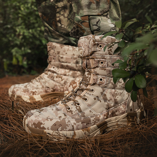 Men's Large Size Combat Boots Outdoor Camouflage Boots High-Cut Outdoor Hiking Boots Men's Trekking Training Boots Men