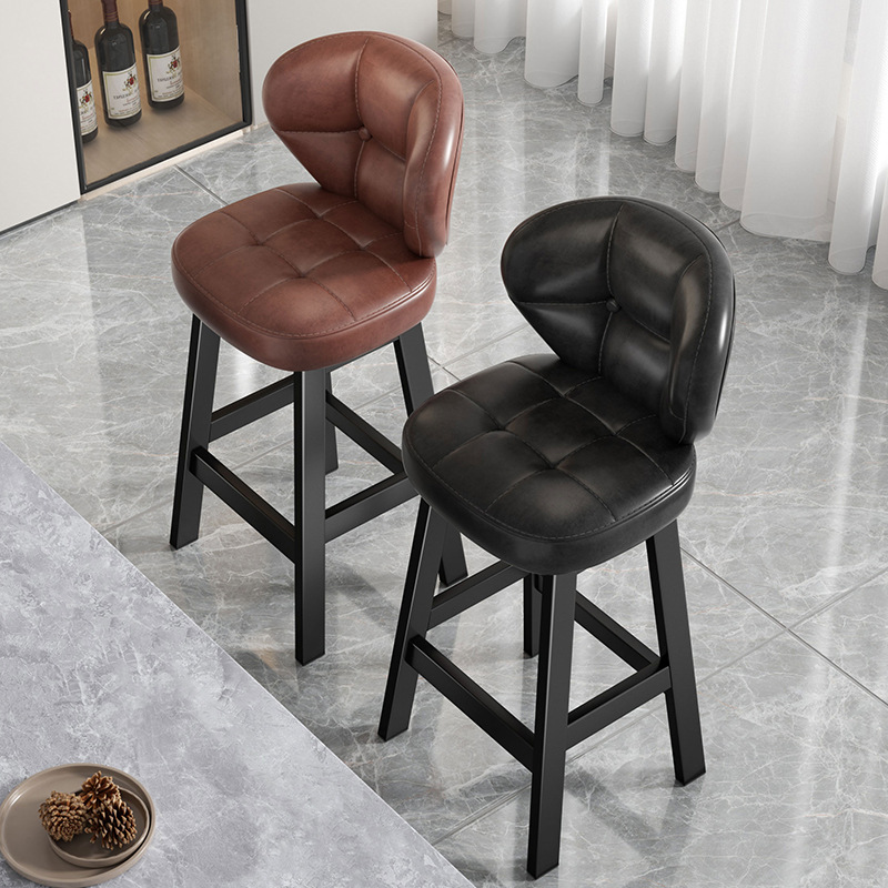 Bar Chair, Household High Stool, Solid Wood Backrest Chair, Commercial Cashier Bar Chair, Light Luxury Front Desk Bar Stool