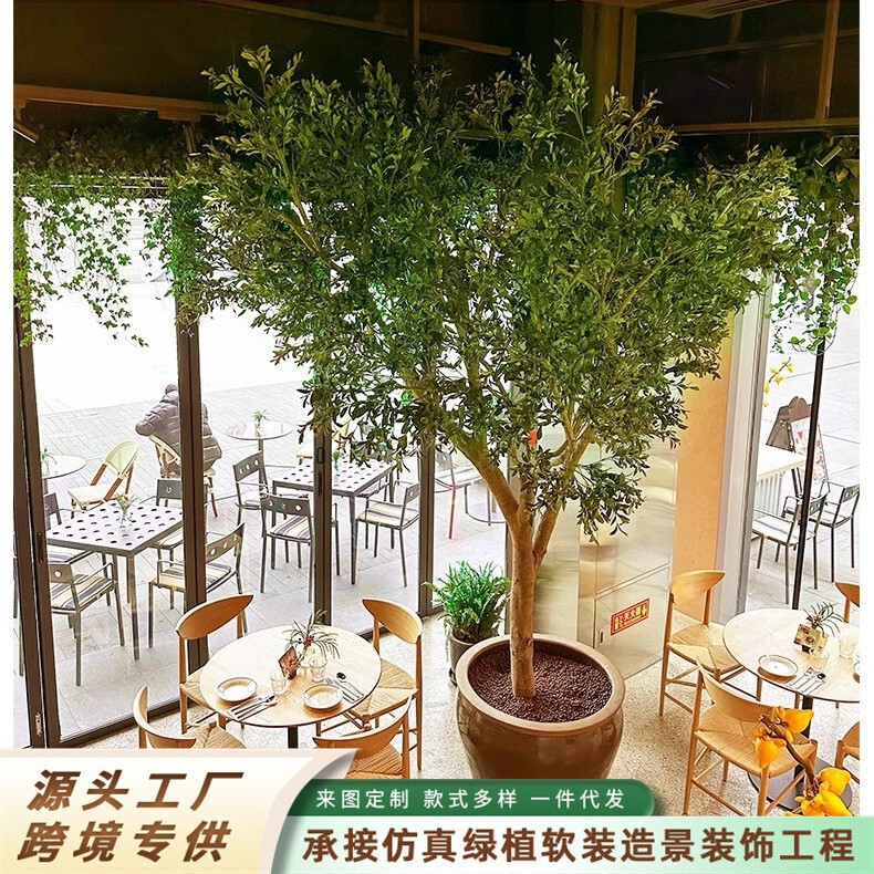 模擬オリーブの木、大型模擬緑植物、屋内および屋外の景観装飾、窓の柔らかい家具、模擬オリーブの木|undefined