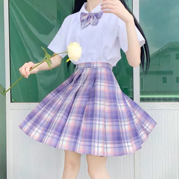 White shirt, skirt, bow tie