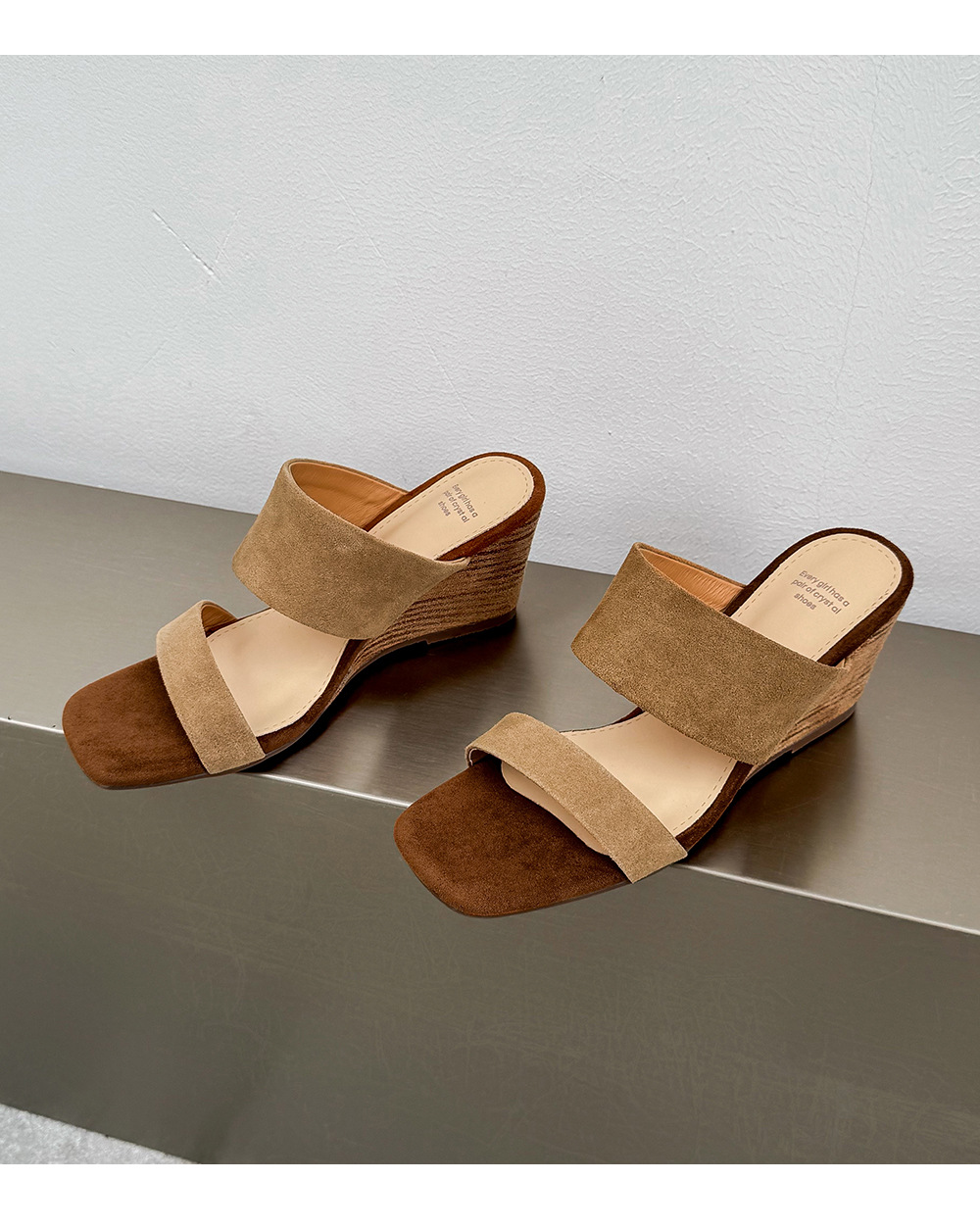 Sandal cao gót nữ quai ngang da bò lật gót 7 cm phong cách nghỉ dưỡng — màu nâu chi tiết 17