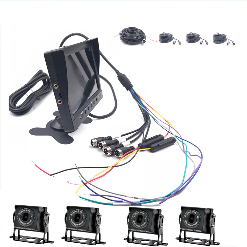 10inch Passenger and Cargo Vehicle Four-Way Monitoring Display Screen MP5 All-in-One Machine IPS High-Definition Reverse Camera Recorder Voice-Controlled Version