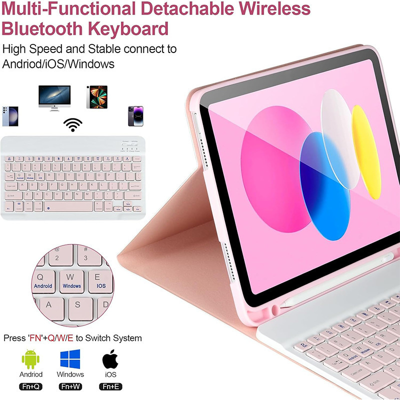 iPad10世代タブレット保護ケースに最適 10.9inch 取り外し可能な Bluetooth キーボード磁気ペンスロットレザーケース第 11 世代|undefined