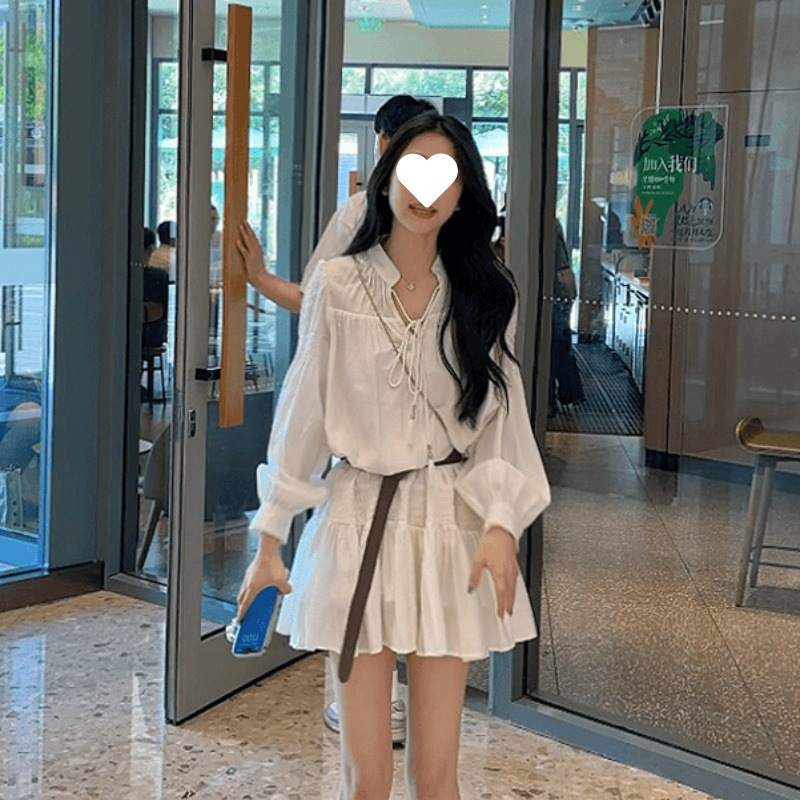2025秋法式白色衬衫连衣裙女秋装新款夏季小个子收腰显瘦气质裙子|undefined